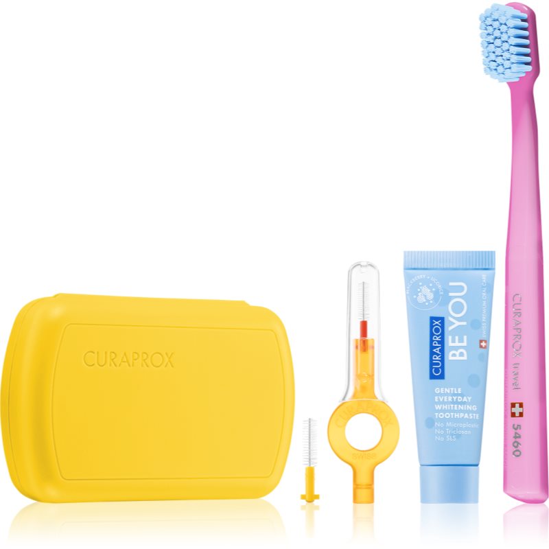 Curaprox zestaw turystyczny TRAVEL SET NEW z pastą Be You o smaku grejpfruta i bergamotki (kolor żółty)