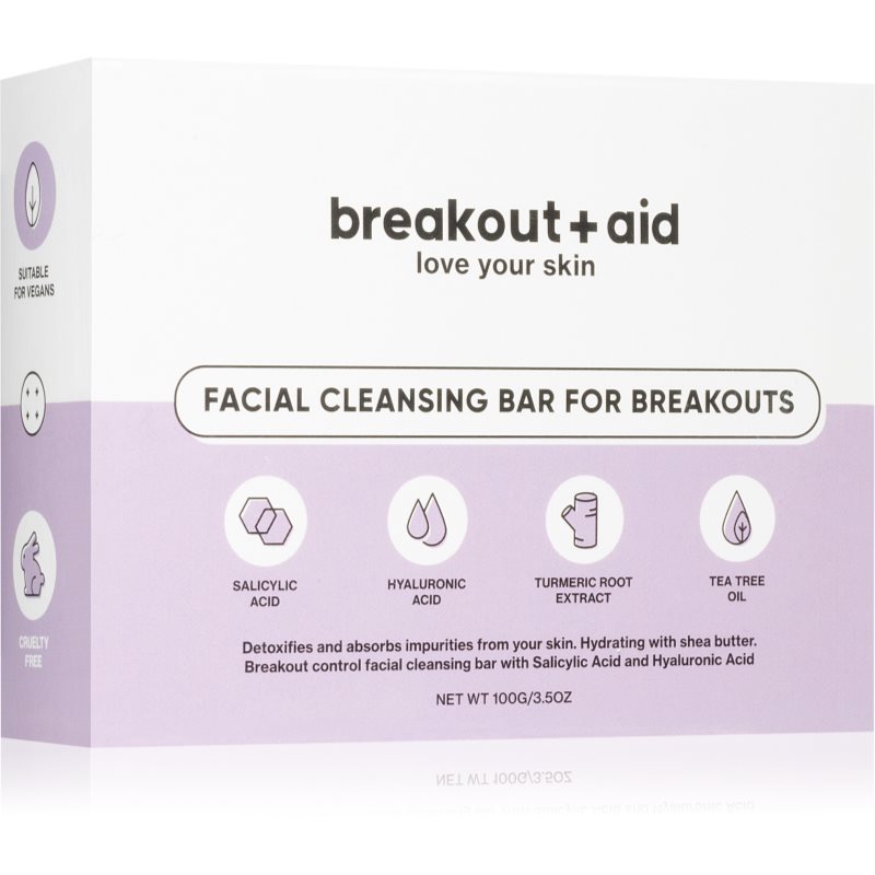 Clean Breakout + aid Czyszczeniemydło dla skóry problematycznej z kwasem salicylowym Facial sing Bar For Breakouts