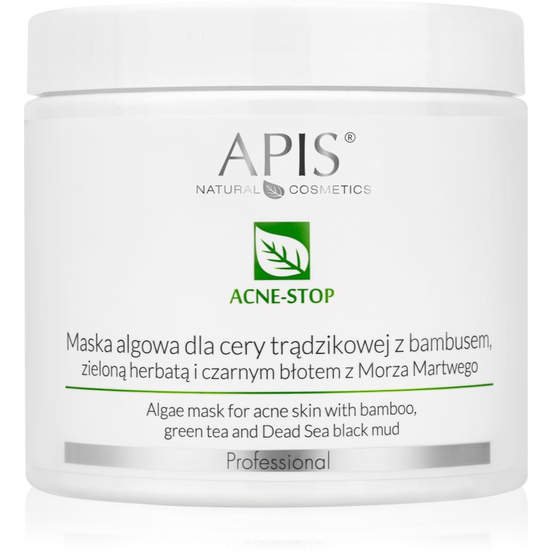 Apis Acne - Stop Maska Algowa dla Cery Trądzikowej z Bambusem, Zieloną Herbatą i Czarnym Błotem, 200g