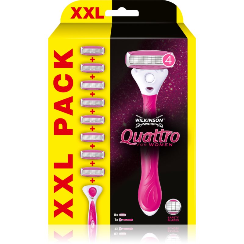 Wilkinson Quattro For Women maszynka do golenia z wymiennymi wkładami dla kobiet + 8 wkładów