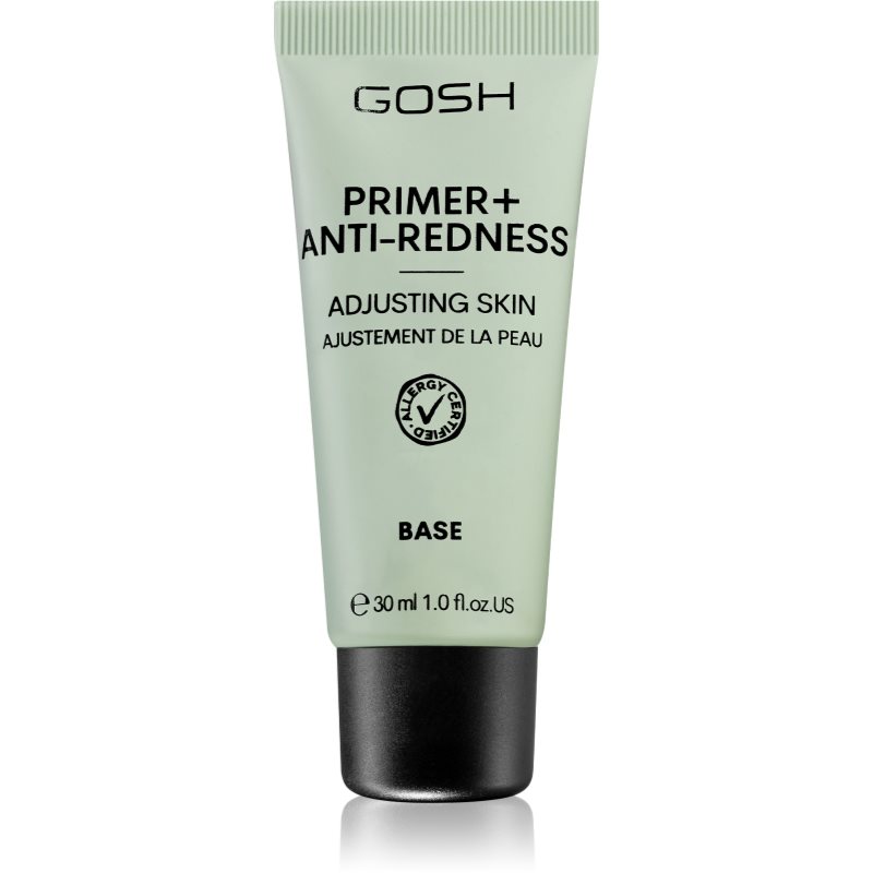 GOSH - PRIMER+ ANTI-REDNESS BASE - Zielona baza pod makijaż na zaczerwienienia - 30 ml