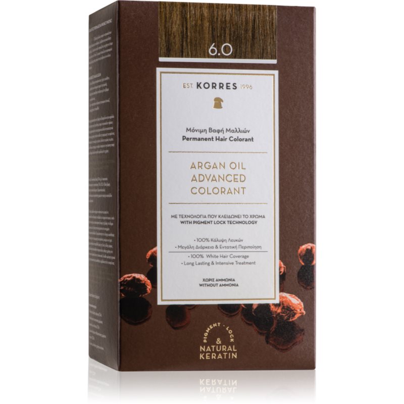 Korres Argan Oil trwała farba do włosów z olejkiem arganowym odcień 6.0 Dark Blonde 50 ml