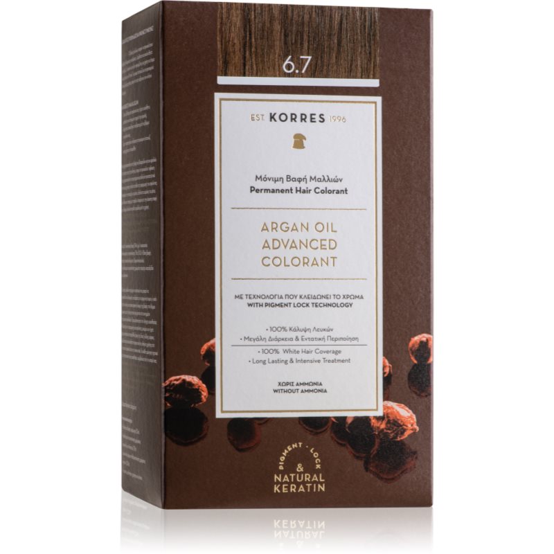 Korres Argan Oil trwała farba do włosów z olejkiem arganowym odcień 6.7 Cocoa 50 ml