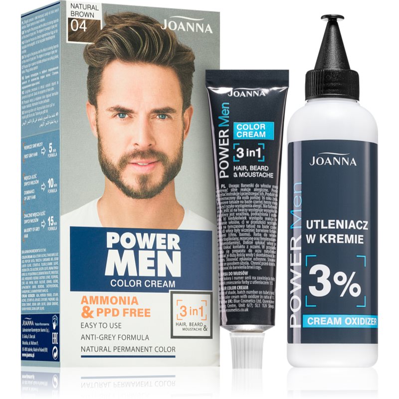 Joanna Power Men Color Cream Farba do włosów 3in1 dla mężczyzn 04 Natural Brown 100g