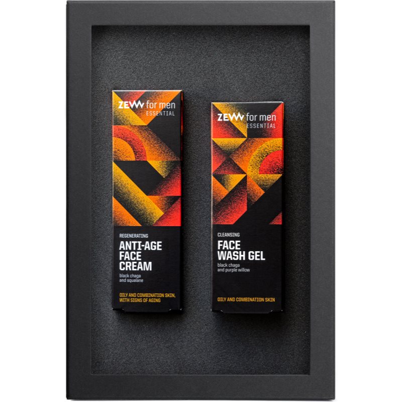 Zew For Men Zestaw Regenerująco-Oczyszczający Dla Skóry Tłustej ZESTAW Oczyszczający żel do mycia twarzy 100 ml + Regenerujący krem przeciwzmarszczkowy 50 ml