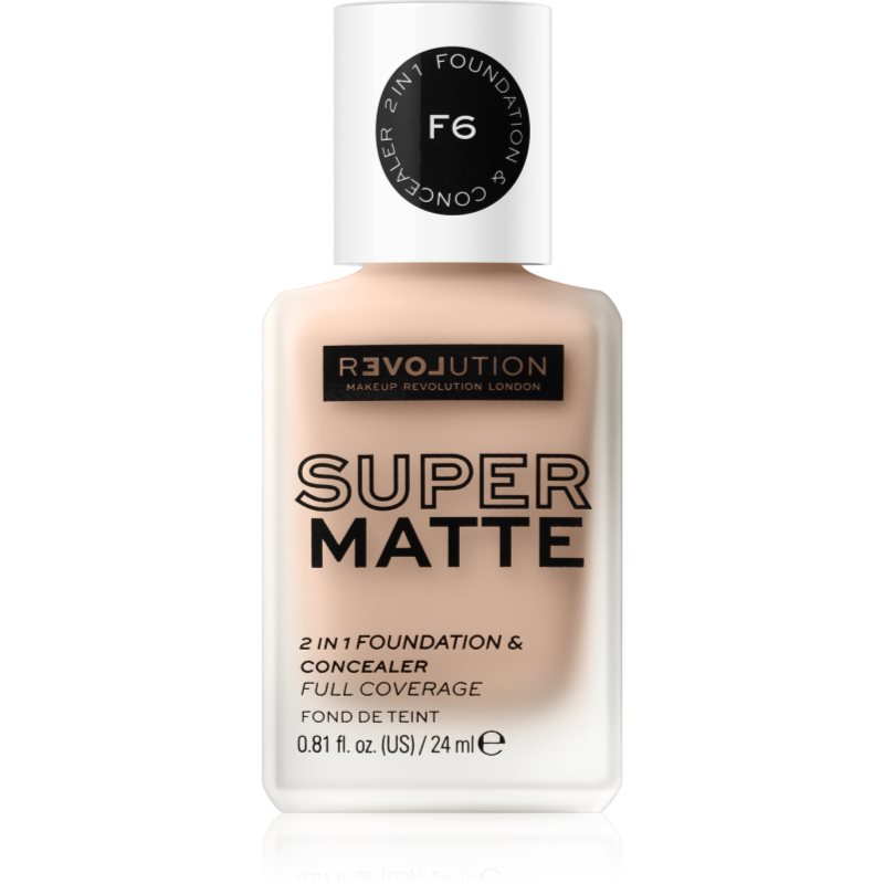 Revolution Relove Super Matte 2 in 1 Foundation & Concealer podkład 24 ml dla kobiet F6