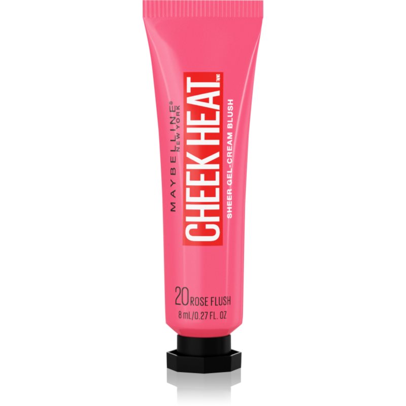 Maybelline New York Cheek Heat Blush, róż, żelowa formuła pigmentów na bazie wody, błyszczące wykończenie, nr 20 Rose Flash