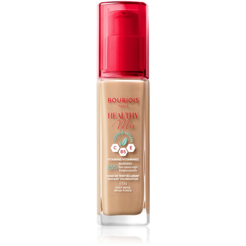 BOURJOIS Paris Healthy Mix Clean & Vegan Radiant Foundation podkład 30 ml dla kobiet 55N Deep Beige