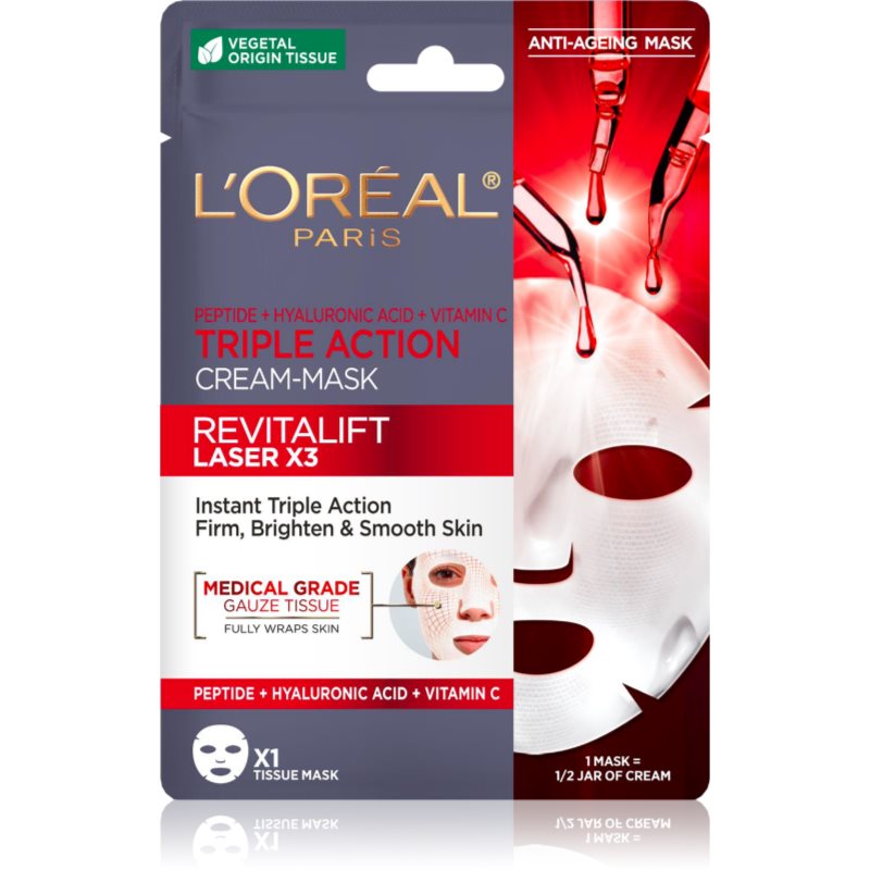 L'Oreal Revitalift Laser X3 Maska przeciwzmarszczkowa o potrójnym działaniu 1szt