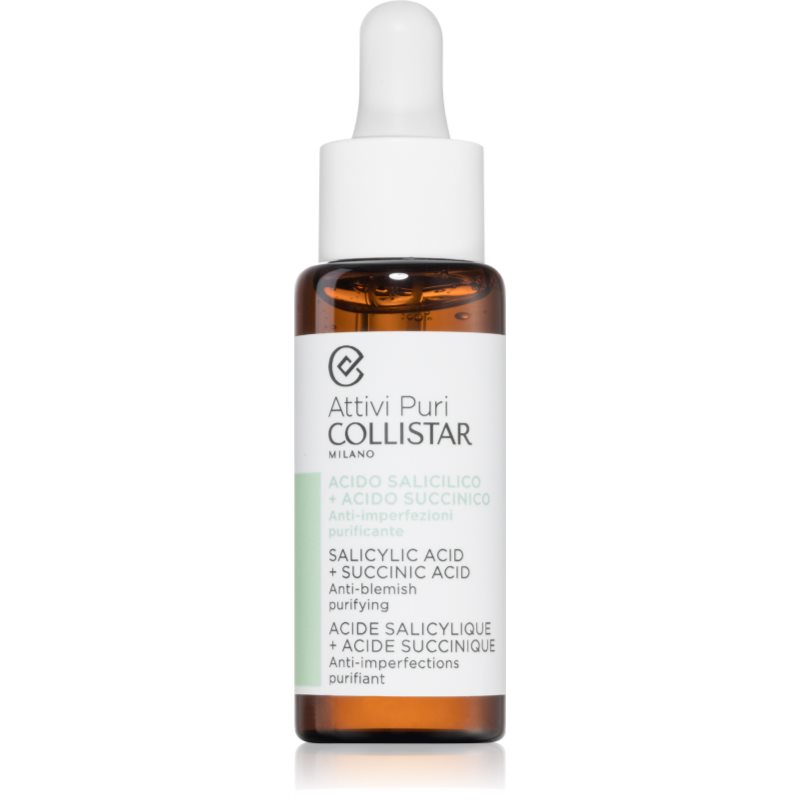 Collistar, Attivi Puri Salicylic Acid + Succinic Acid Anti-Blemish Purifying, Serum do twarzy redukujące niedoskonałości z kwasem salicylowym, 30 ml
