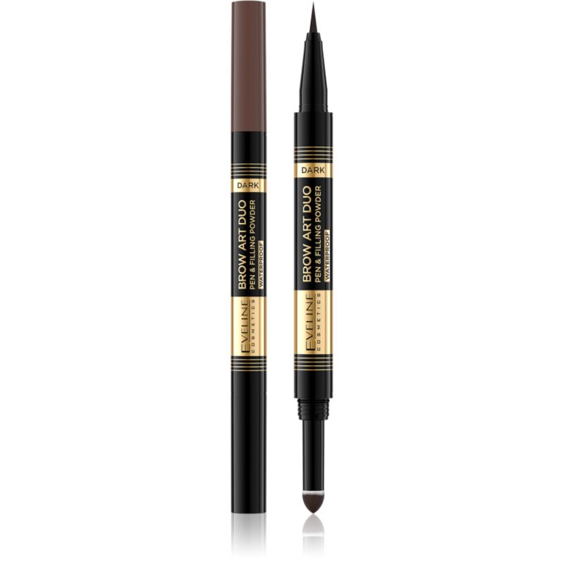 Eveline Cosmetics Cosmetics - Brow Art Duo Pen & Filling Powder Waterproof - Wodoodporny pisak i puder do brwi 2w1 - DARK
