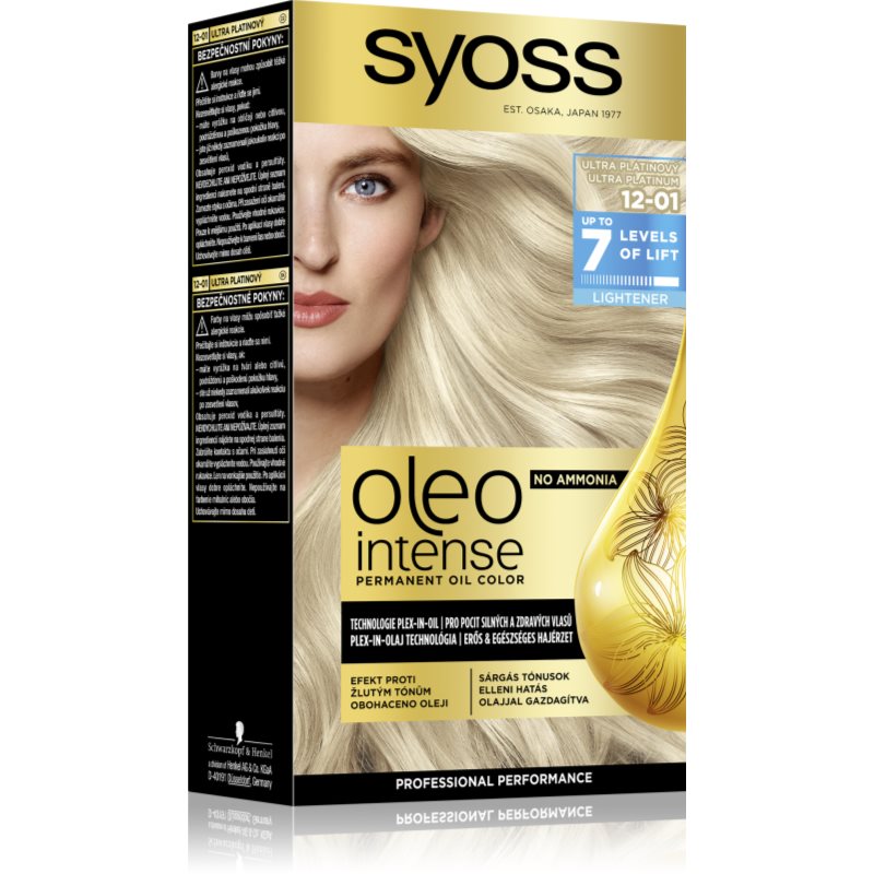 Syoss Oleo Intense Permanent Oil Color Farba do włosów 50 ml Odcień 12-01 Ultra Platinum