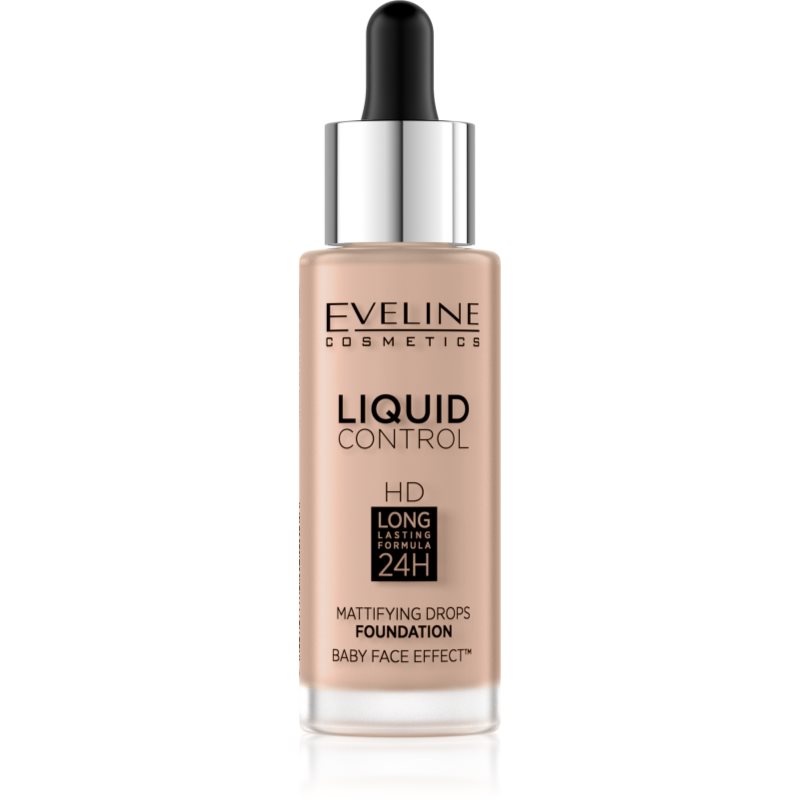 EVELINE Liquid Control HD Mattifying Drops Foundation matujący podkład do twarzy 025 Light Rose Niacynamid 30ml