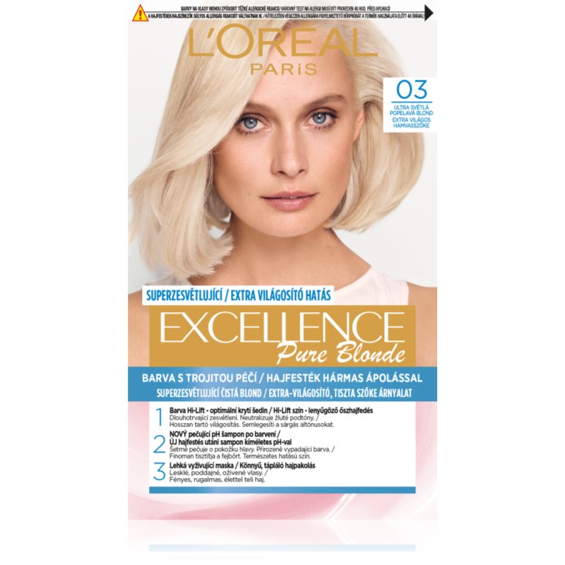 L'Oréal Paris Excellence Creme Triple Protection Farba do włosów 1 szt Odcień 03 Lightest Natural Ash Blonde