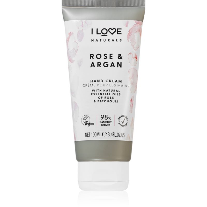 I Love Naturals Rose & Argan krem nawilżający do rąk z różanym aromatem 100 ml