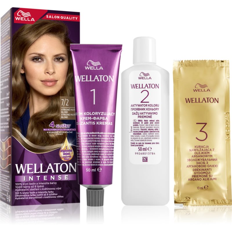 Wella Wellaton Intense trwała farba do włosów z olejkiem arganowym odcień 7/2 Matte Medium Blond 1 szt.