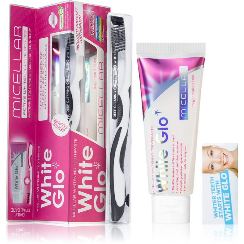 White Glo WHITE GLO_SET Micellar Whitening Molecules Toothpaste podwójne wybielająca pasta do zębów 150g/100ml + szczoteczka 9319871001391