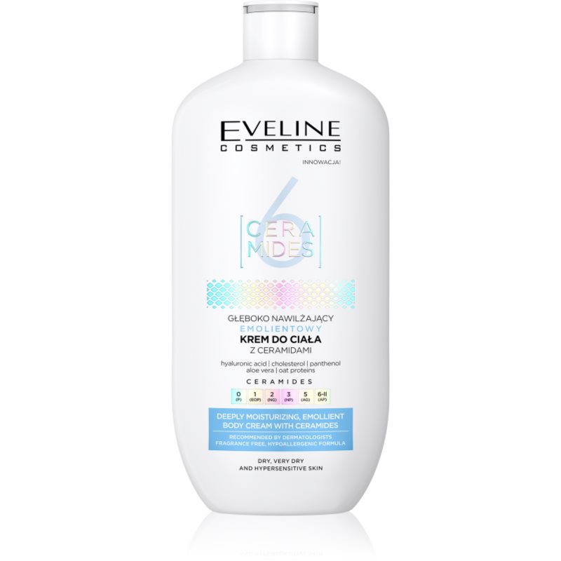Eveline Cosmetics - 6 Ceramides - Deeply Moisturizing, Emolient Body Cream with Ceramides - Głęboko nawilżający emolientowy krem do ciała z ceramidami - Skóra sucha - 350 ml