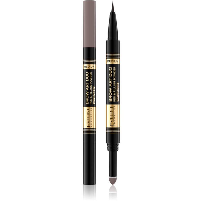 Eveline Cosmetics Cosmetics - Brow Art Duo Pen & Filling Powder Waterproof - Wodoodporny pisak i puder do brwi 2w1 - MEDIUM