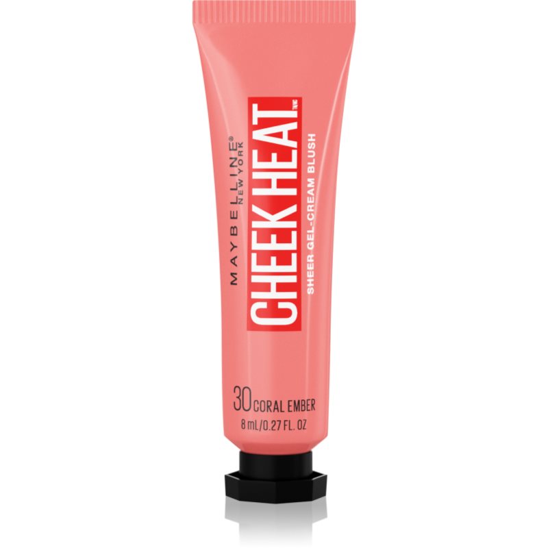 Maybelline New York Cheek Heat Blush, róż, formuła żelowa, pigmenty na bazie wody, błyszczące wykończenie, nr 30 Coral Amber