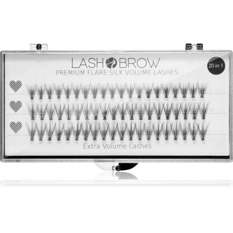 Lashbrow LashBrow - Premium Flare Silk Volume Lashes 20in1 - Jedwabne rzęsy w kępkach - 20w1 - (60 kępek)