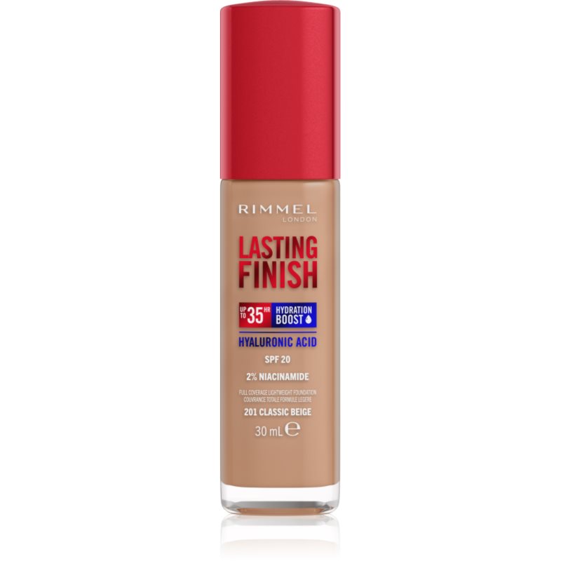 Rimmel Lasting Finish 35H silnie nawilżający i długotrwale kryjący podkład do twarzy z filtrem SPF20 201 Classic Beige 30ml
