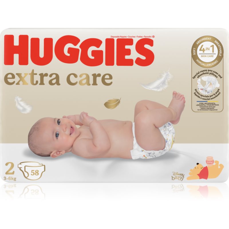 Huggies Extra Care Size 2 pieluchy jednorazowe 3-6 kg 58 szt.