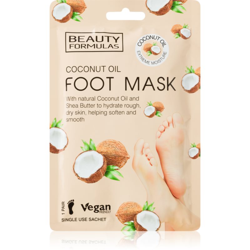 BEAUTY FORMULAS Maska do stóp z olejem kokosowym, 1 para