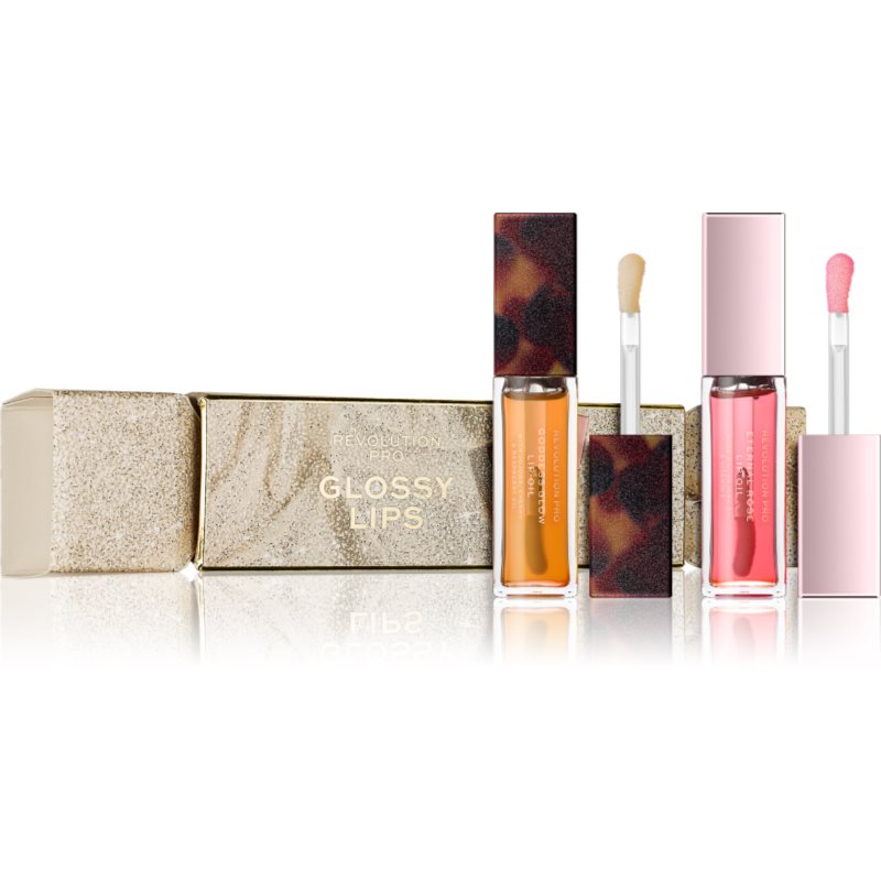 Revolution Pro Glossy Lips Zestaw olejek do ust Eternal Rose Lip Oil 8 ml + olejek do ust Goddess Glow Lip Oil 8 ml