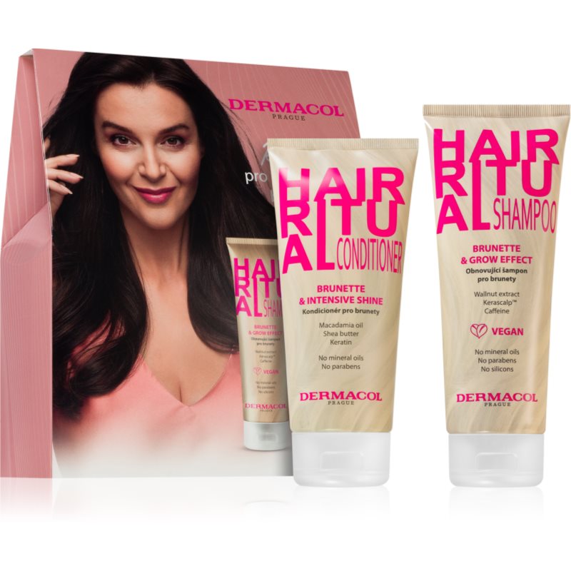 Dermacol Hair Ritual Brunette Zestaw szampon Hair Ritual Brunette & Grow Effect 250 ml + odżywka Hair Ritual Brunette & Intensive Shine 200 ml