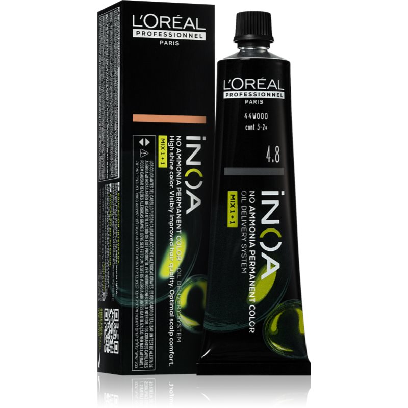 Loreal Inoa, farba do włosów w kremie bez amoniaku, 4.8, 60g