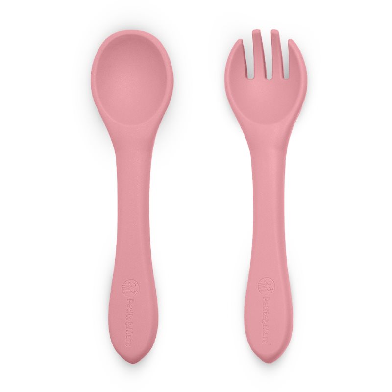 Petite&Mars Take&Match Silicone Cutlery sztućce Dusty Rose 6 m+ 2 szt.