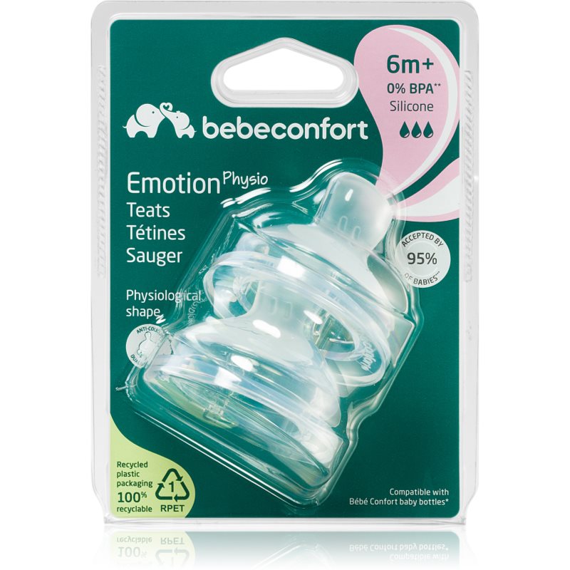 Bebeconfort Emotion Physio Fast Flow smoczek do butelki 6 m+ 2 szt.