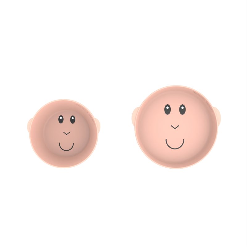 Matchstick Monkey Monkey Plate & Bowl komplet naczyń dla dzieci Dusty Pink 1 szt.