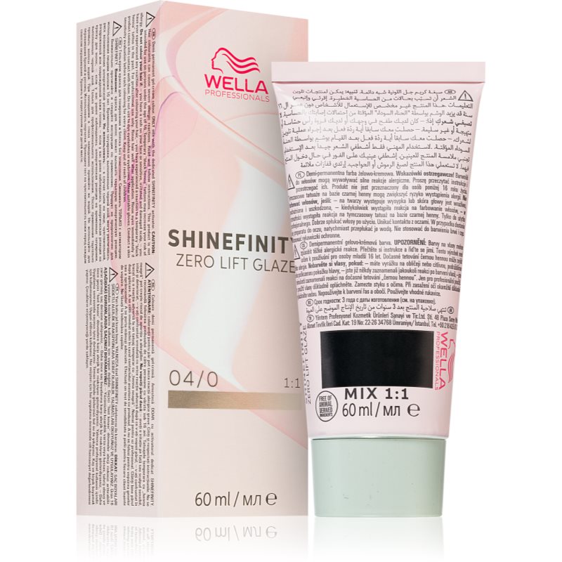 Wella Shinefinity Zero Lift Glaze, farba półtrwała do włosów, 04/0 nat, 60ml