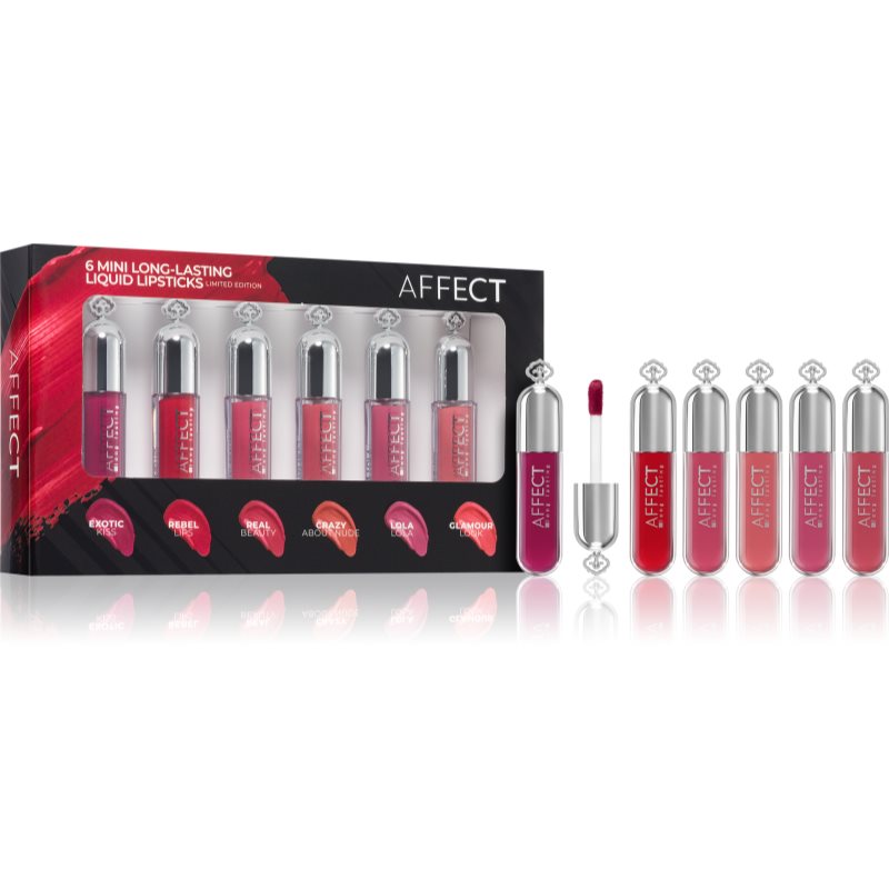 AFFECT AFFECT - 6 MINI LONG-LASTING LIQUID LIPSTICK - Zestaw mini pomadek w płynie - LIMITED EDITION AFFMWLED