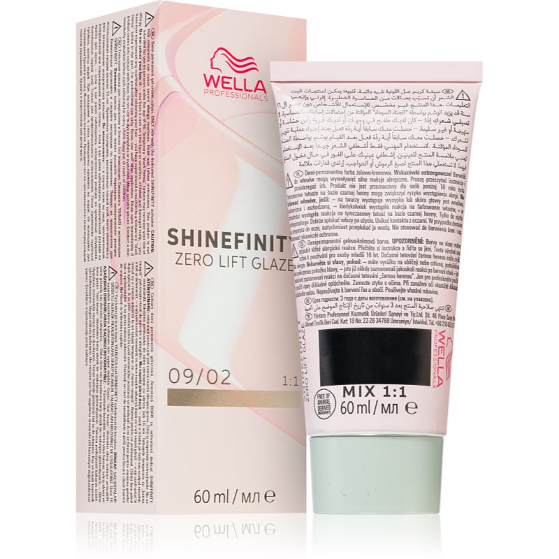 Wella Shinefinity Zero Lift Glaze, farba półtrwała do włosów, 09/02 matte, 60ml