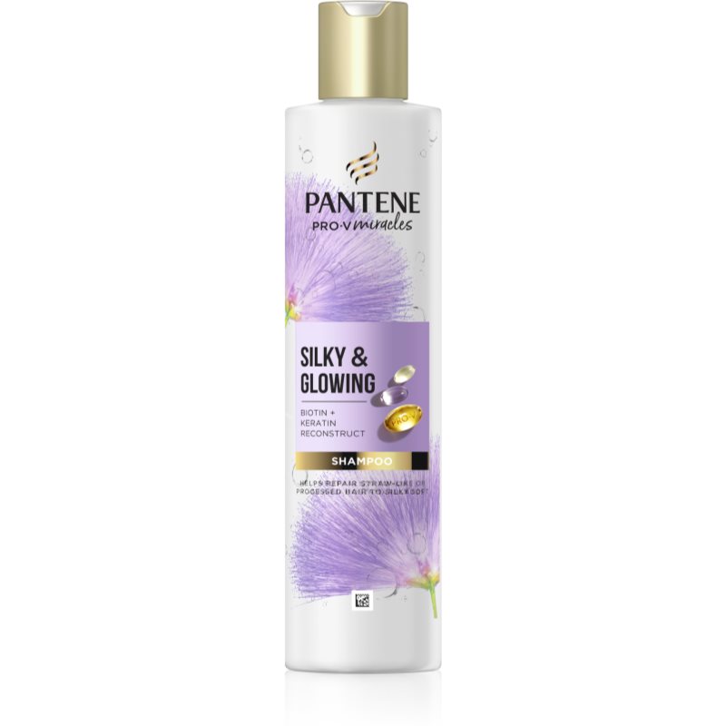 Pantene Silky and Glowing Szampon z biotyną i keratyną, 250 ml. Włosy suche