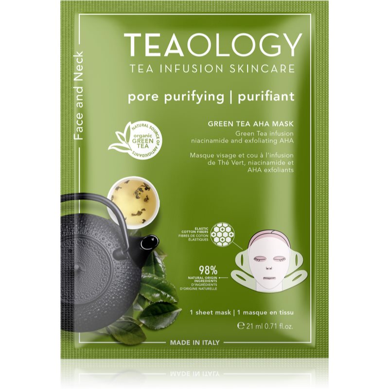 Teaology Maska z zielonej herbaty AHA BHA Maseczki oczyszczające