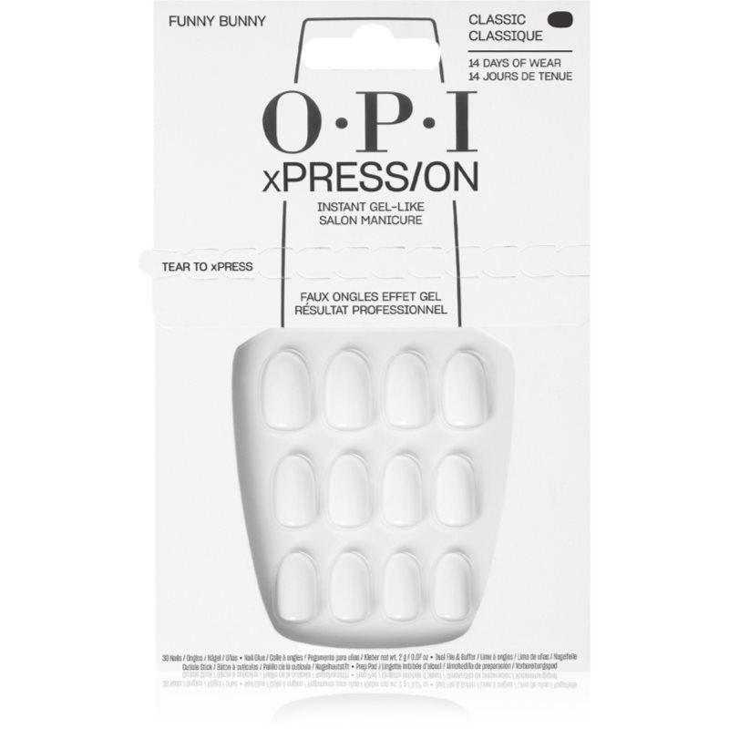 OPI xPRESS/ON, zestaw sztucznych paznokci, biały
