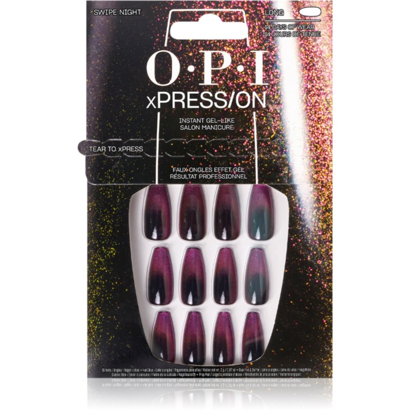 OPI xPRESS/ON, zestaw sztucznych paznokci, czarno-różowe