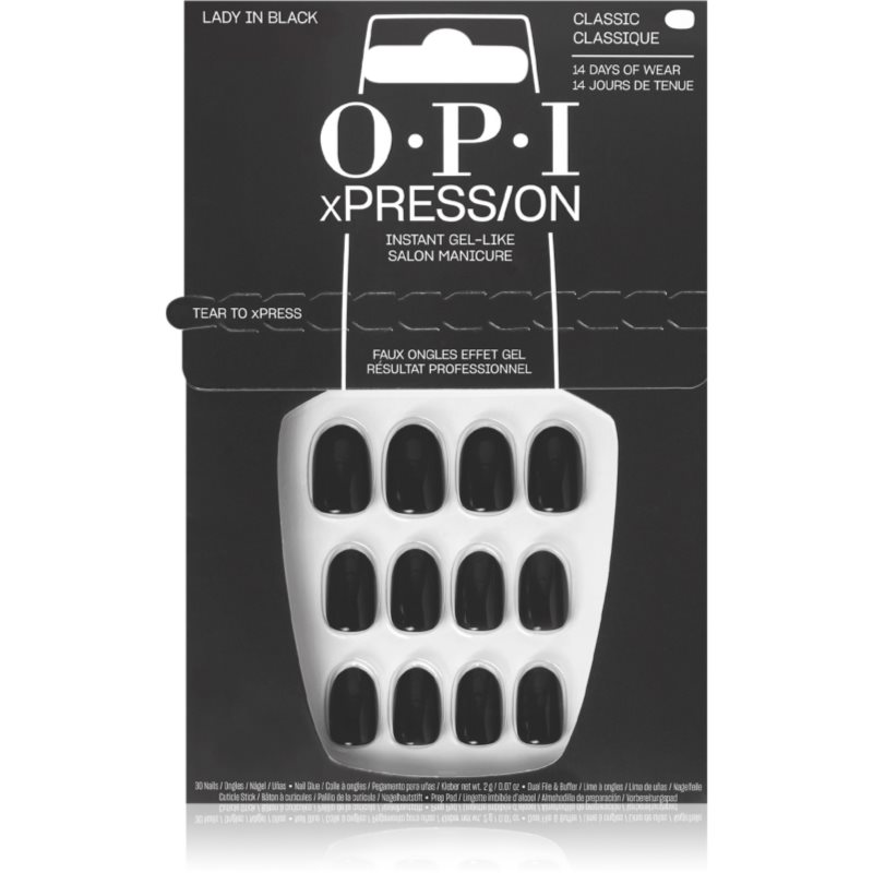 OPI xPRESS/ON, zestaw sztucznych paznokci, czarne