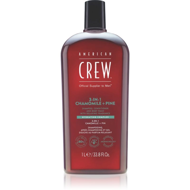 American Crew 3w1 Chamomile&Pine, szampon, odżywka i żel pod prysznic w jednym, 1000ml
