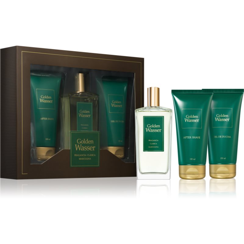 Zestaw męski Instituto Espanol Golden Wasser Woda toaletowa 150 ml + Balsam po goleniu 150 ml + Żel pod prysznic 150 ml (8411047151556)