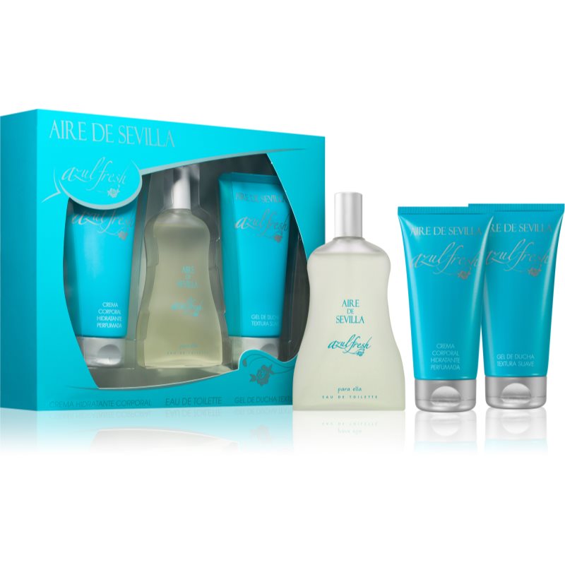 Zestaw Aire De Sevilla Azul Fresh Eau De Toilette Spray 150 ml + Peeling do ciała 150 ml + Balsam nawilżający do ciała 150 ml (8411047135846)
