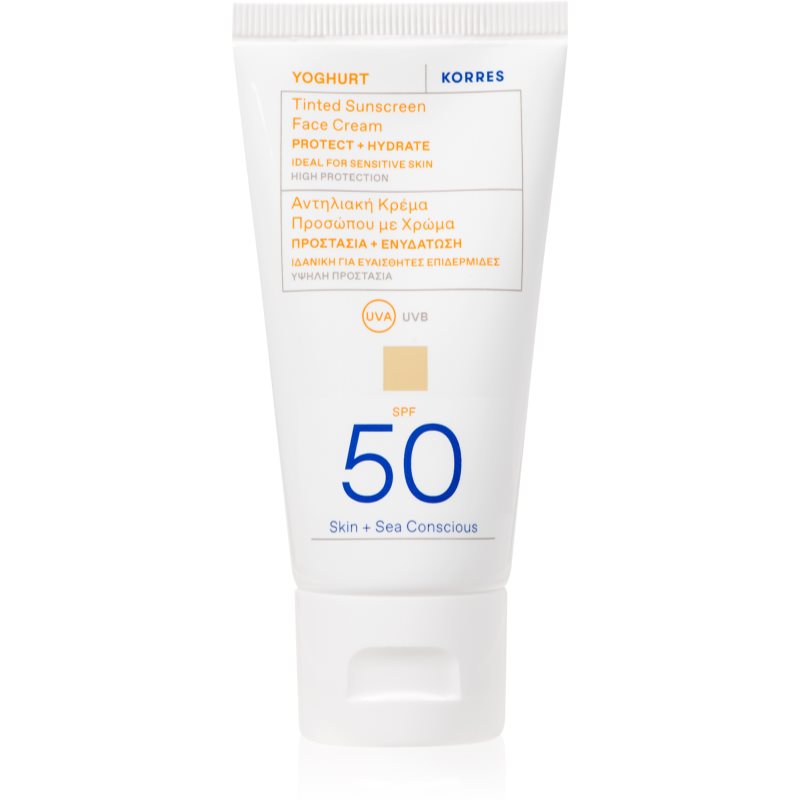 KORRES Yoghurt Tinted Sunscreen koloryzujący krem do twarzy z filtrem SPF50 Nude 50ml