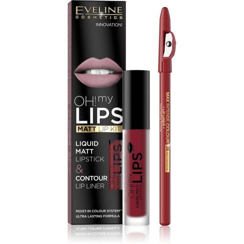 EVELINE OH MY LIPS POMADKA W PŁYNIE I KONTURÓWKA 17 FLAMENCO RED