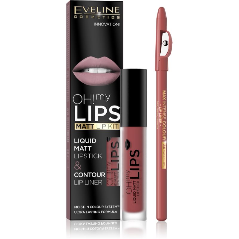 EVELINE OH MY LIPS POMADKA W PŁYNIE I KONTURÓWKA 15 DEEP CORAL