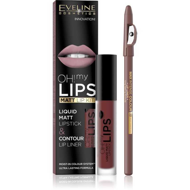 EVELINE OH MY LIPS POMADKA W PŁYNIE I KONTURÓWKA 16 EXTRAORDINARY RED