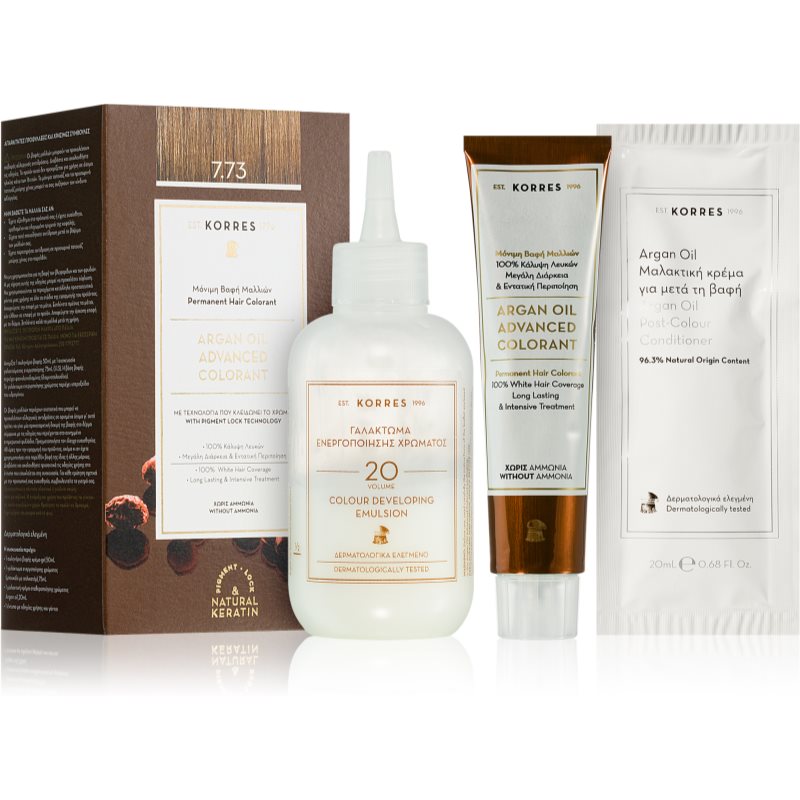 Korres Argan Oil trwała farba do włosów z olejkiem arganowym odcień 7.73 Golden Mocha 50 ml